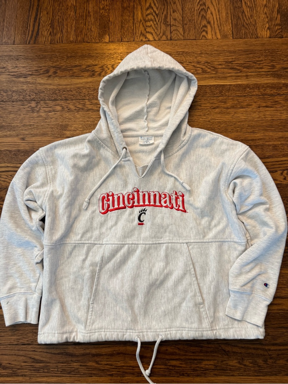 University Of Cincinnati Bearcats Embroidered Hoodie - Reverse Weave. View 2